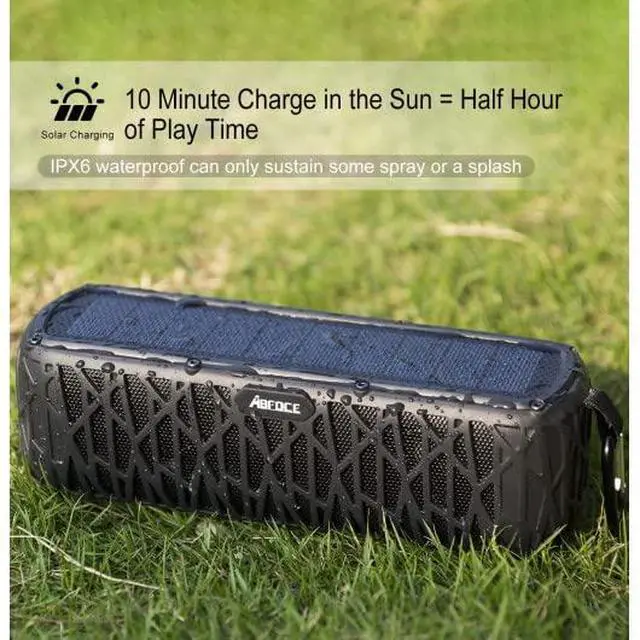 Alt view image 3 of 6 - Solar Bluetooth Speaker 60 Hours Play Time 5000mAh Power Bank Outdoor Portable Wireless Dual Speaker with Mic Stereo Sound Bass, for Home, Hiking, Travel, Riding, Beach, Camping-Black