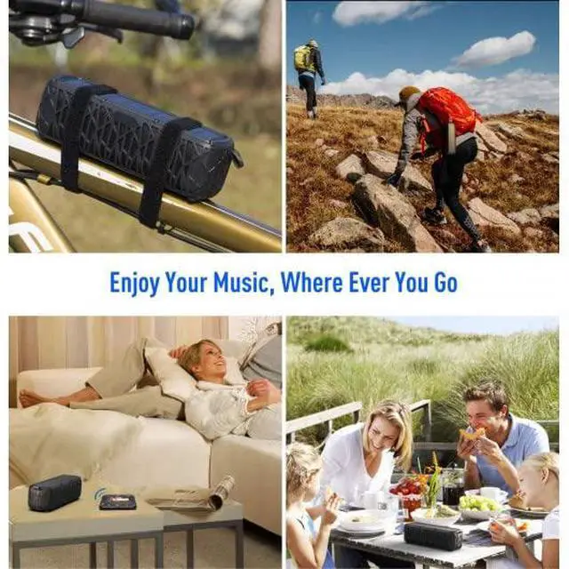 Alt view image 5 of 6 - Solar Bluetooth Speaker 60 Hours Play Time 5000mAh Power Bank Outdoor Portable Wireless Dual Speaker with Mic Stereo Sound Bass, for Home, Hiking, Travel, Riding, Beach, Camping-Black