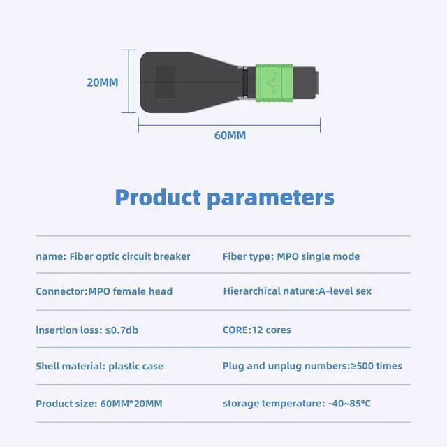 Alt view image 2 of 6 - MPO/APC 12 Core Female Fiber Loopback Adapter, Singlemode Duplex 50/125m Fiber Optic Loopback Tester Cable for 40G 100G Networks and QSFP Testing(5 Pack)