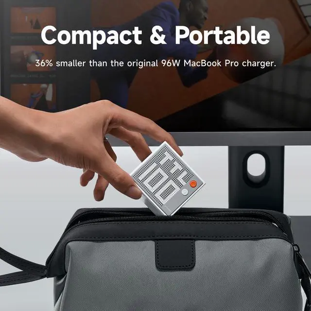 Alt view image 4 of 6 - Pixel 100 USB C Charger 100W Laptop GaN Charger 4-Port Fast Charging with Dot-Matrix Display PD 3.0, Foldable and Compact for MacBook Air, iPhone 17/16 Galaxy S26 (White)