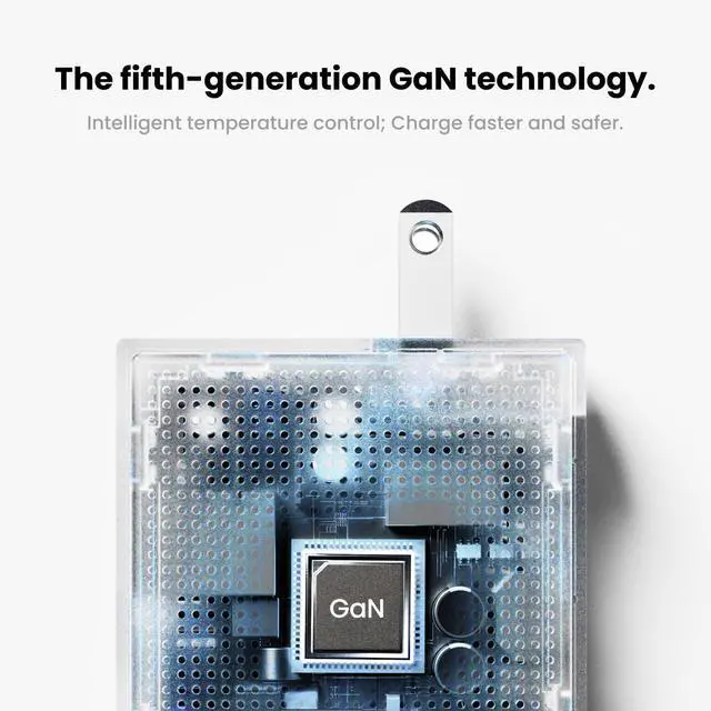 Alt view image 6 of 6 - Pixel 100 USB C Charger 100W Laptop GaN Charger 4-Port Fast Charging with Dot-Matrix Display PD 3.0, Foldable and Compact for MacBook Air, iPhone 17/16 Galaxy S26 (White)