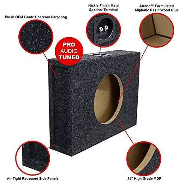 Alt view image 3 of 6 - Bbox 10" Single Sealed / Shallow Mount Subwoofer Enclosure Boxes & Enclosures - Pro Audio Tune - Premium Subwoofer Box Improves Audio Quality, Sound & Bass - Nickel Finish Terminals