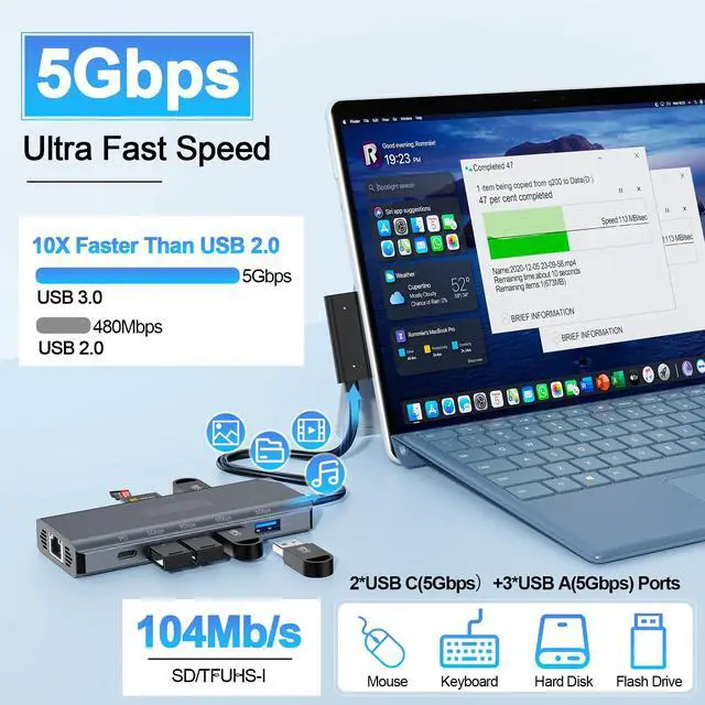 Alt view image 4 of 6 - New Surface Docking Station 11-in-1 Surface Dock 2 4K@60HZ HDMI USB C Travel Dock for Surface Pro 12/11/10/9/8/X/7/6/5/4, Laptop 6/5/4/3/2/1,Laptop Go 3/2/1,Book
