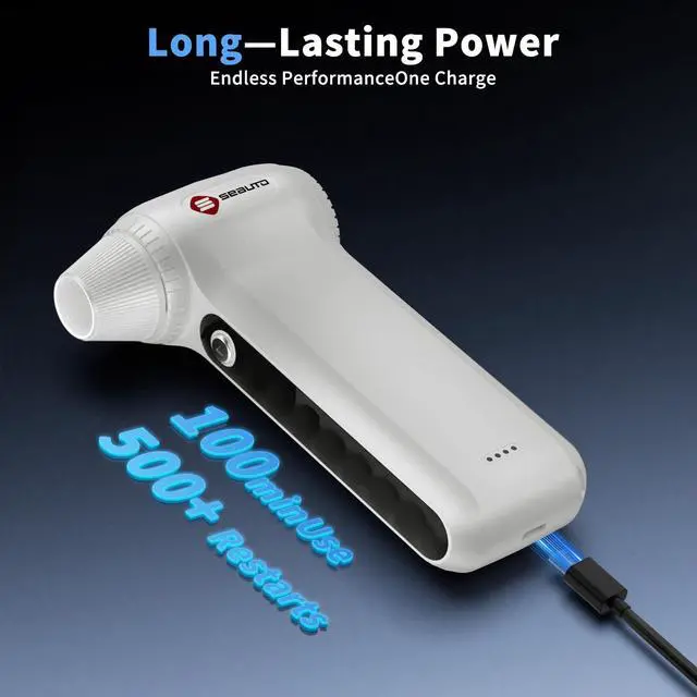 Alt view image 5 of 6 - Electric Air Duster 200000RPM Brushless Motor, Cordless Compressed Air Blower with 4 Nozzles & 2 Brushes, 85m/s Powerful Rechargeable Cleaner for PC, Car, Keyboard & Electronics (Frost Silver)