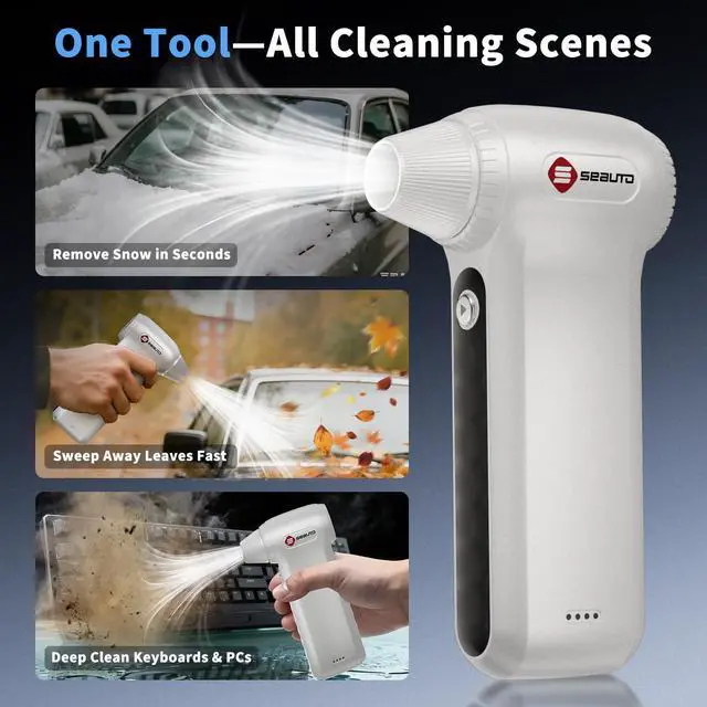 Alt view image 6 of 6 - Electric Air Duster 200000RPM Brushless Motor, Cordless Compressed Air Blower with 4 Nozzles & 2 Brushes, 85m/s Powerful Rechargeable Cleaner for PC, Car, Keyboard & Electronics (Frost Silver)
