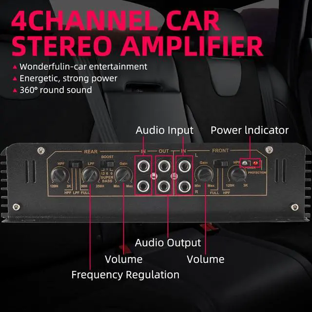 Alt view image 3 of 6 - 4-Channels 4500W Car Power Amplifier Class A/B Car Audio Stereo Amplifier