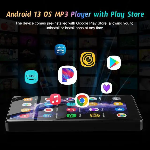 Alt view image 3 of 6 - 96GB Android Portable MP3 Player, 5" MP4 Player with Bluetooth and WiFi, Music Player with Android 13, HiFi Sound, MP3 Player with Spotify, YouTube, Play Store