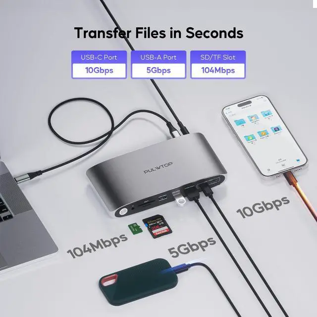 Alt view image 6 of 6 - DisplayLink Docking Station Triple Monitor with 140W Power Adapter, 4K@60Hz Laptop Docking USB C Dock for MacBook M1/M2/M3, Windows, 3xHDMI, 2xDisplayPort,5xUSB C/USB A Data/Charging