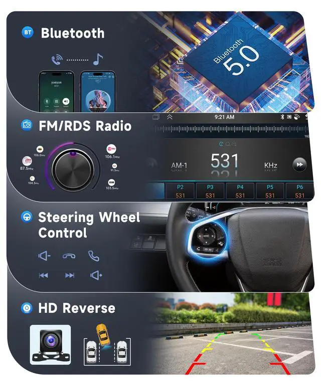 Alt view image 6 of 6 - 8 Core 6G+128G Android 15 Car Stereo for Toyota Camry 2006-2011 with Wireless Carplay Android Auto, 9" IPS Touch Screen Radio, GPS Navi, 5G WiFi, Bluetooth 5.0, SWC, EQ, DSP+Backup Camera
