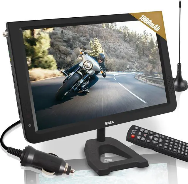 Main image of 12inch Portable TV,Battery Powered TV with ATSC/HDMI/USB/SD Card/AV Input,Mini Television with Control &TV Stand for Camping,Car,Travel,Emergency(Black Stand)