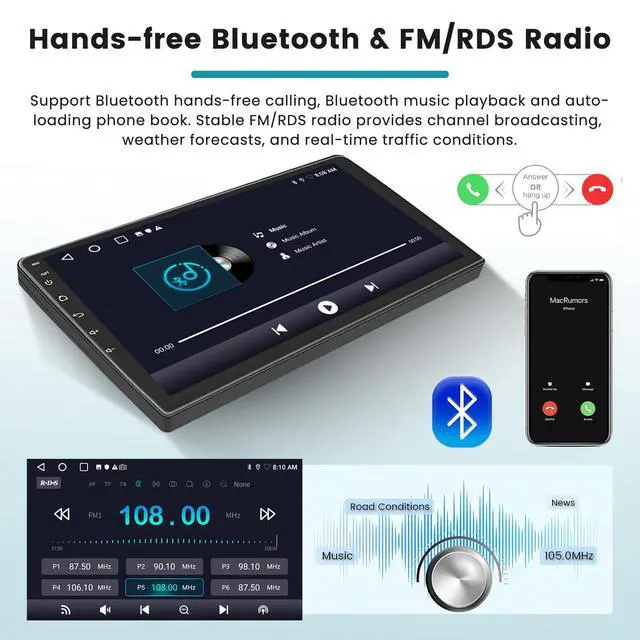 Alt view image 6 of 6 - Car Radio Stereo for Chevrolet Aveo 2006-2012 Built in Carplay/Android Auto, 9 inch IPS Touch Screen Head Unit Radio with DSP BT GPS FM RDS WiFi 2G RAM 64G ROM