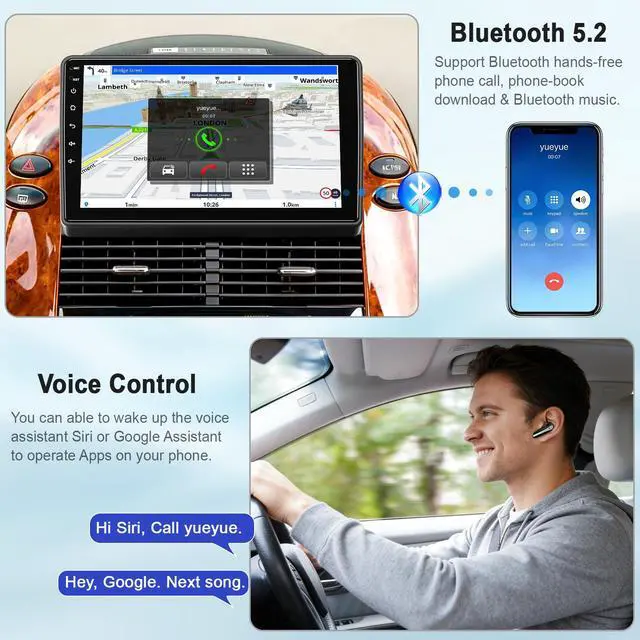 Alt view image 5 of 6 - Car Radio Stereo for Toyota Sienna 2004-2010 Without JBL Sound System, Support Wireless Carplay/Android Auto/Mirrorlink, 9 Inch QLED Touchscreen with Bluetooth,FM Radio