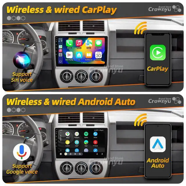 Alt view image 2 of 6 - for Jeep Patriot Compass Radio Compatible with Wirelessly Carplay Android Auto Upgrade Car Stereo Bluetooth Navigation Touchscreen GPS FM WiFi Media Player Backup Camera Head Unit (2007-2009)