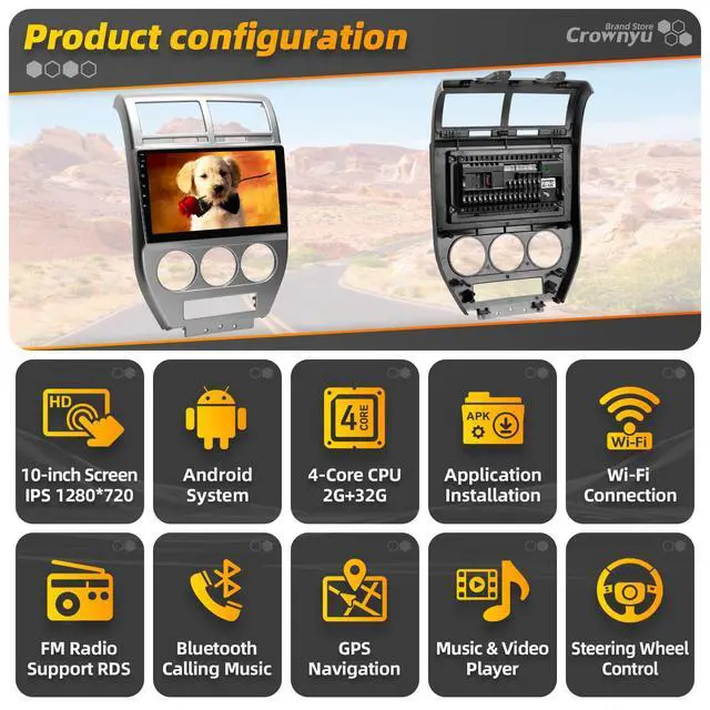 Alt view image 3 of 6 - for Jeep Patriot Compass Radio Compatible with Wirelessly Carplay Android Auto Upgrade Car Stereo Bluetooth Navigation Touchscreen GPS FM WiFi Media Player Backup Camera Head Unit (2007-2009)