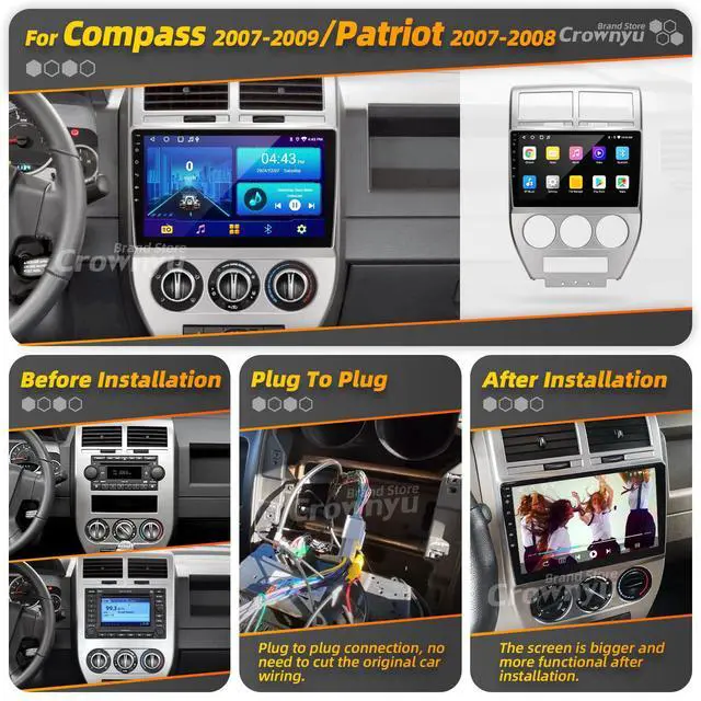 Alt view image 6 of 6 - for Jeep Patriot Compass Radio Compatible with Wirelessly Carplay Android Auto Upgrade Car Stereo Bluetooth Navigation Touchscreen GPS FM WiFi Media Player Backup Camera Head Unit (2007-2009)