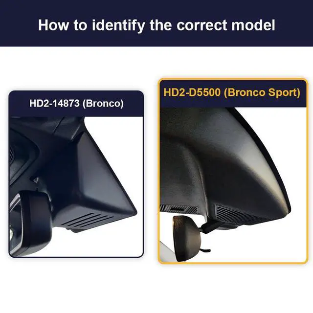 Alt view image 3 of 6 - 4K Dash Cam Suitable for Ford Bronco Sport 2021-2025 (HD2-D5500), 5 Pin Plug, OEM Factory Look, UHD 2160P Video, Built-in WiFi & APP, Loop Recording G-Sensor, Plug & Play, 64GB Card