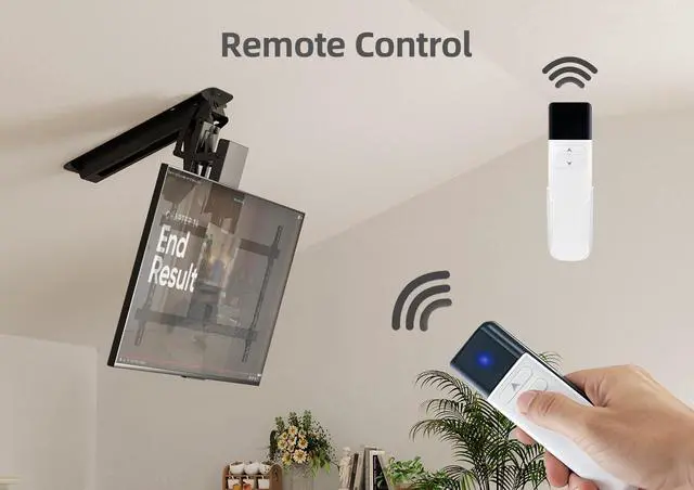 Alt view image 2 of 6 - Electric Ceiling TV Mount Electric Motorized Flip-Down Bracket with Remote Control, 32 to 70-Inch Flat & Curved Screens, Max VESA 600x400mm, Compatible with Flat and Pitched Roofs, Black