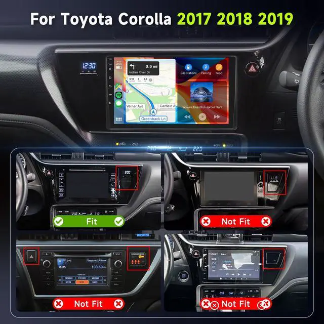 Alt view image 2 of 6 - 8Core 4G+64G Car Stereo Radio for Toyota Corolla 2017 2018 2019 with 5.0 Bluetooth,Wireless Carplay/Android Auto,DSP 46EQ, GPS WiFi 9inch IPS Touch Screen 63UIs,GPS,Rear Camera