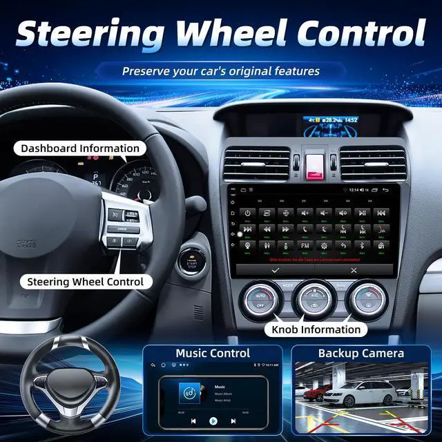Alt view image 3 of 6 - 4 Core Car Radio for Subaru Forester WRX Impreza 2014-2015: 9 inch 1280x800 IPS Touchscreen Stereo, Upgrade Head Unit with Wireless Carplay/Android Auto, 5GWiFi BT GPS SWC FM RDS Backup Camera