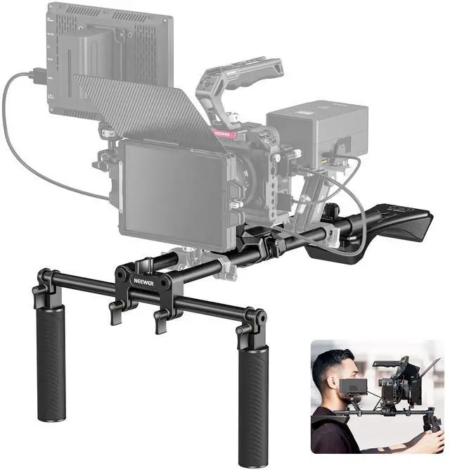 Main image of Shoulder Mount Video Rig with Arca Quick Release DSLR Camera & Camcorder Mounting, Dual Handles 15mm Rods (16"/40cm), Filmmaking Video Stabilizer Compatible with SmallRig Follow Focus, SR007