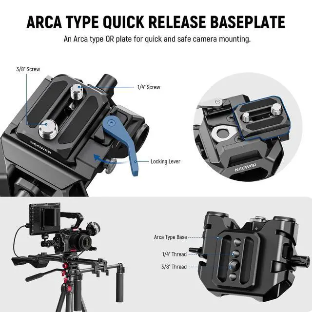 Alt view image 3 of 6 - Shoulder Mount Video Rig with Arca Quick Release DSLR Camera & Camcorder Mounting, Dual Handles 15mm Rods (16"/40cm), Filmmaking Video Stabilizer Compatible with SmallRig Follow Focus, SR007