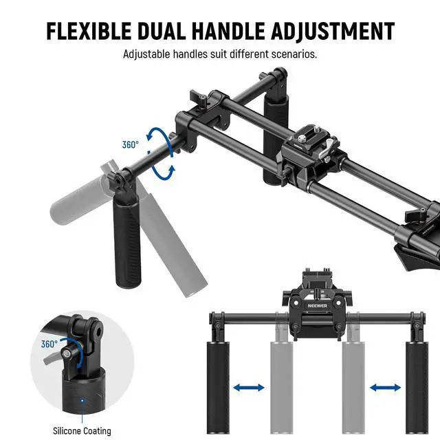 Alt view image 4 of 6 - Shoulder Mount Video Rig with Arca Quick Release DSLR Camera & Camcorder Mounting, Dual Handles 15mm Rods (16"/40cm), Filmmaking Video Stabilizer Compatible with SmallRig Follow Focus, SR007