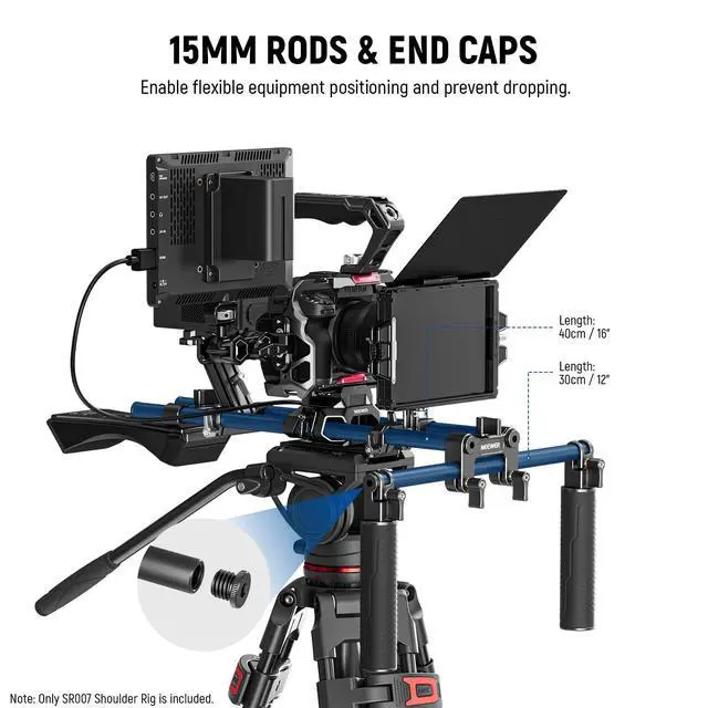 Alt view image 5 of 6 - Shoulder Mount Video Rig with Arca Quick Release DSLR Camera & Camcorder Mounting, Dual Handles 15mm Rods (16"/40cm), Filmmaking Video Stabilizer Compatible with SmallRig Follow Focus, SR007