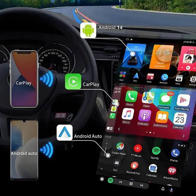Alt view image 5 of 6 - Car Radio for Ford F150 2009-2012: Upgrade 4GB+32GB Android 14 Head Unit with Wireless CarPlay Android Auto - 9 inch Touchscreen Stereo with GPS Navigation WiFi Bluetooth