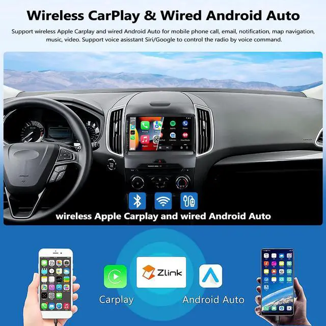 Alt view image 3 of 6 - 2G+64G Car Radio for Ford Edge 2015-2018 with Wireless CarPlay Andriod Auto Android 13 Head Unit 9" Touch Screen Car Stereo with GPS Navigation WiFi Bluetooth FM RDS Radio HD Backup Camera