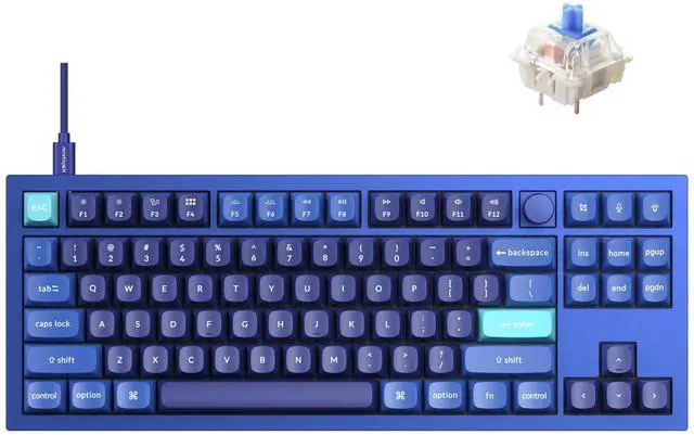 Main image of Q3 Wired Custom Mechanical Keyboard Knob Version, TKL Tenkeyless QMK/VIA Programmable Macro with Hot-swappable Gateron G Pro Blue Switch Double Gasket Compatible with Mac Windows Linux (Blue)