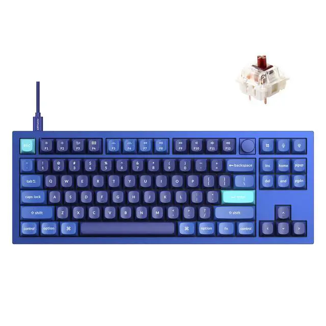 Main image of Q3 Wired Custom Mechanical Keyboard Knob Version, TKL Tenkeyless QMK/VIA Programmable Macro with Hot-swappable Gateron G Pro Brown Switch Compatible with Mac Windows Linux (Blue)