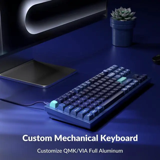 Alt view image 6 of 6 - Q3 Wired Custom Mechanical Keyboard Knob Version, TKL Tenkeyless QMK/VIA Programmable Macro with Hot-swappable Gateron G Pro Red Switch Double Gasket Compatible with Mac Windows Linux (Blue)