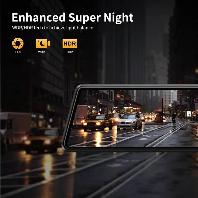 Alt view image 4 of 6 - C810 CarPlay Mirror Dash Cam Front and Rear - 2.5K Rear View Mirror Camera, HDR Night Vision, FM/Wireless Audio, DIY 10-Min Install, Extreme Temp Resistant for Snowbelt & Vintage Cars