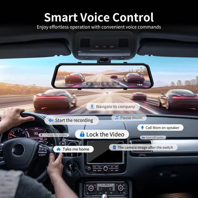 Alt view image 5 of 6 - C810 CarPlay Mirror Dash Cam Front and Rear - 2.5K Rear View Mirror Camera, HDR Night Vision, FM/Wireless Audio, DIY 10-Min Install, Extreme Temp Resistant for Snowbelt & Vintage Cars