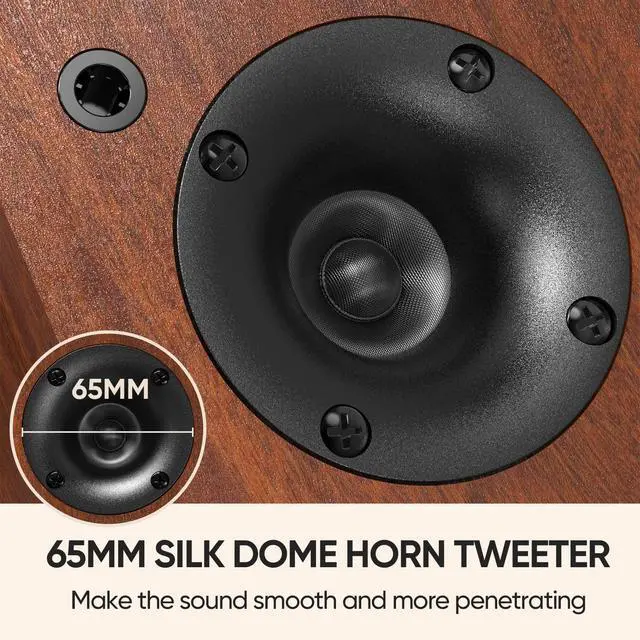 Alt view image 2 of 6 - Bluetooth Bookshelf Speakers for Record Player, Powered Studio Monitor Speaker with 5.2 Inch Woofer, Horn Tweeter and Optical RCA Inputs, Subwoofer Line Out for Turnable