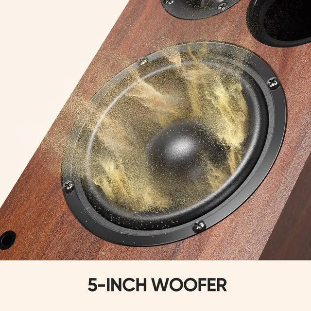 Alt view image 4 of 6 - Bluetooth Bookshelf Speakers for Record Player, Powered Studio Monitor Speaker with 5.2 Inch Woofer, Horn Tweeter and Optical RCA Inputs, Subwoofer Line Out for Turnable