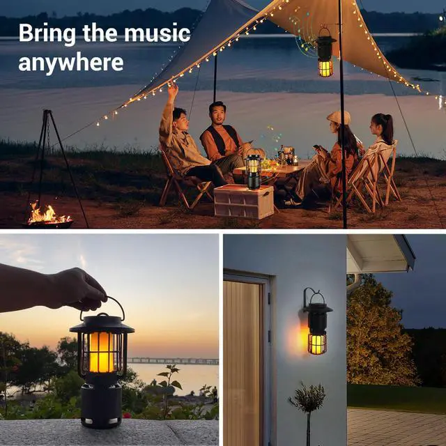 Alt view image 3 of 6 - Outdoor Bluetooth Speaker, IP65 Waterproof Wireless Speaker with 3 Lights Modes, Outdoor Camping Portable Speaker Gift for Men Emergency, Hiking, Party (2 Pack)