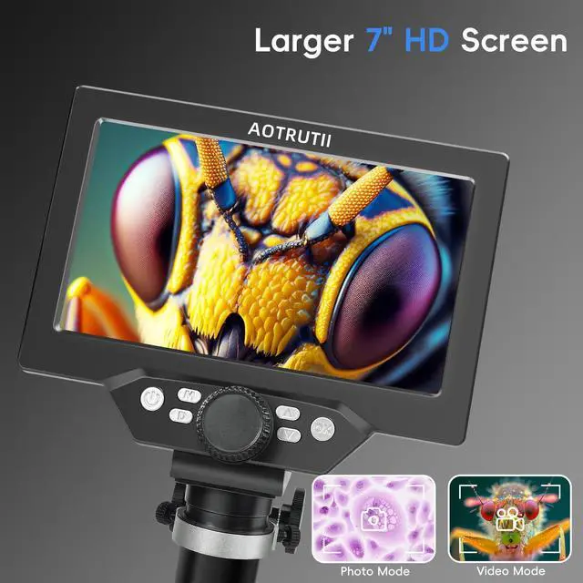 Alt view image 2 of 6 - 7" LCD Digital Microscope 1200X Magnification, 1080P Coin Microscope with Metal Stand | 8 LED Lights & Ultra-Precise Focus | Coin, Stamp, Windows/Mac Compatible