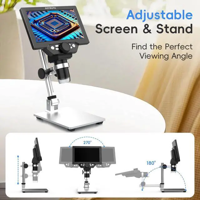 Alt view image 6 of 6 - 7" LCD Digital Microscope 1200X Magnification, 1080P Coin Microscope with Metal Stand | 8 LED Lights & Ultra-Precise Focus | Coin, Stamp, Windows/Mac Compatible