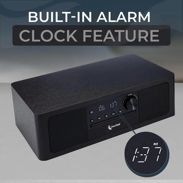 Alt view image 5 of 6 - Stereo Shelf System with CD Player, Bluetooth, FM Radio, USB Playback, Aux in, Optical in, Alarm Clock, & Remote Control