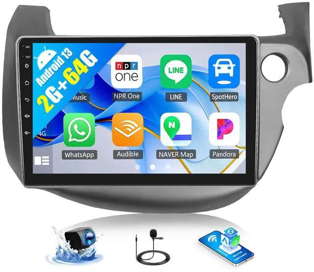 Main image of Android 13 Car Radio for Honda Fit Jazz 2008-2013 Right Drive with CarPlay Android Auto Mirror Link 2G+64G 10.1 Inch Touchscreen with 26UI Bluetooth GPS Navigation WiFi FM Backup Camera MIC