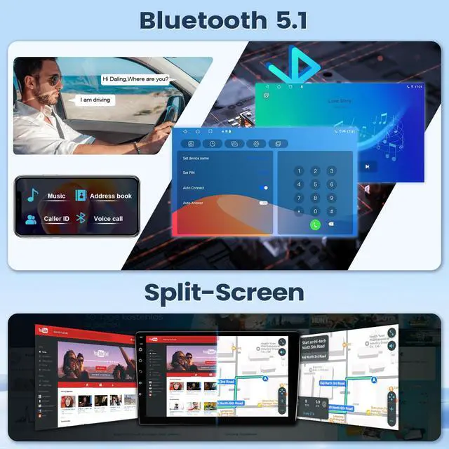 Alt view image 4 of 6 - 8 Core 4G+64G Car Radio for Honda Civic 2006-2011 Stereo with Wireless Carplay Android Auto, 10.1'' Touchscreen for Honda Civic GPS Navigation Bluetooth WiFi SWC Rear Camera Split Screen