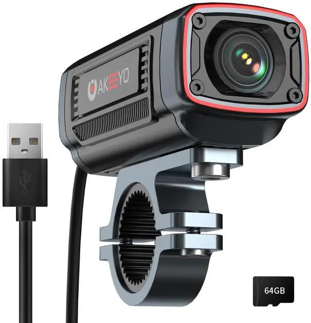 Main image of AKY-710S Motorcycle Camera 4K 28fps, 2K 55fps, Wide-Angle 142°, IP67, 5MP, Loop & Emergency Recording, Parking Monitor, Motorcycle Bike,Outdoor Sports, Rechargeable,32GB Card Included