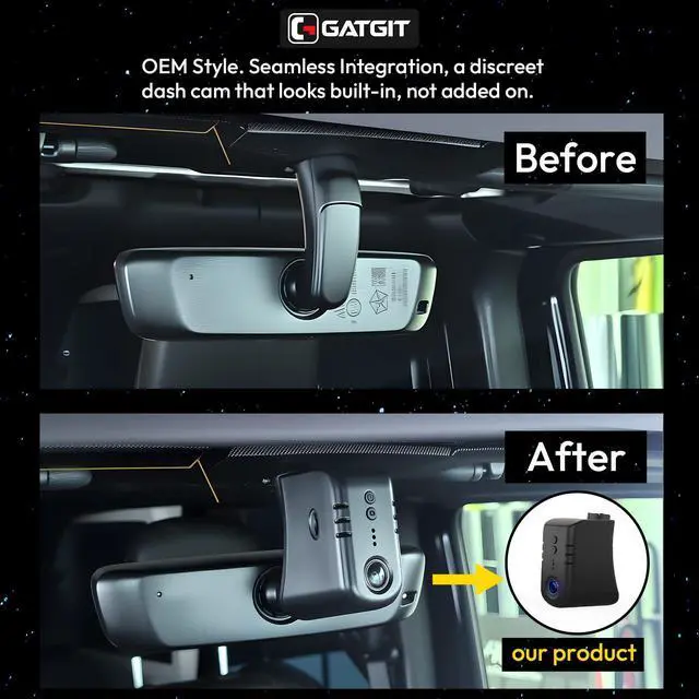Alt view image 4 of 6 - Front 4K Dash Cam Custom fit for Jeep Gladiator JT 2018 2019 2020 2021 2022 2023 Mojave Overland& Wrangler JL 2018-2023 etc(Has Auto-Dimming),OEM Look,Integrated Camera 2160P HDR,5.8G WiFi,GPS