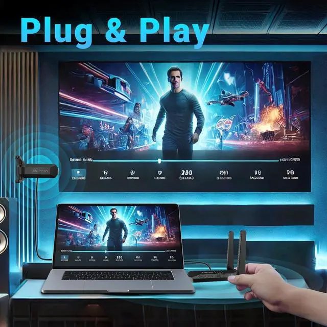 Alt view image 2 of 6 - Wireless HDMI-Plug and Play- Multi-Screen,Expansion,1080p,164FT/50M,WiFi 5G/60Hz,Adapter for Monitor,Laptop (Wireless HDMI 4RX*1TX)