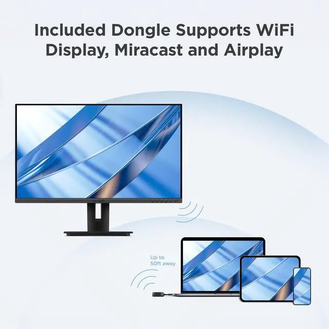 Alt view image 4 of 6 - VG2748N 27 Inch 1080p Monitor, IPS Display with Wireless Casting and AirPlay for Smooth Home and Office Productivity, Advanced Ergonomics, USB-C, USB Hub, DisplayPort, and HDMI Inputs