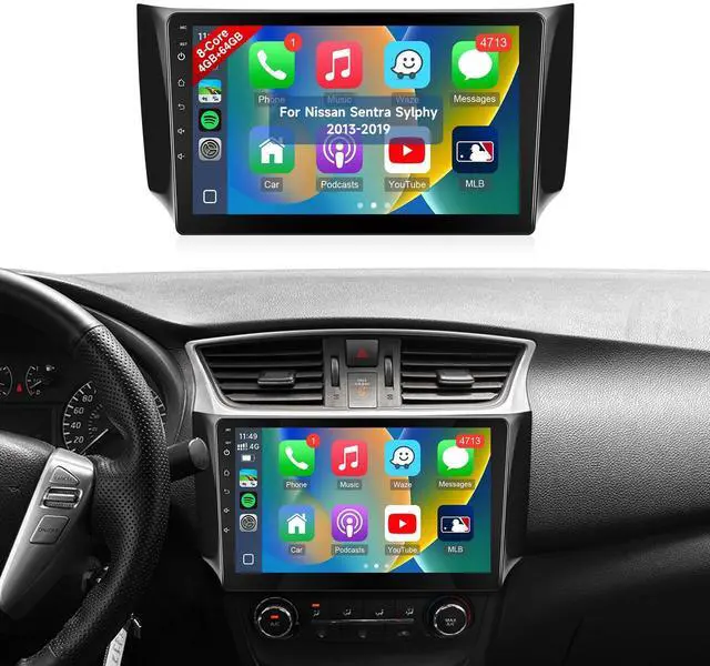Main image of Upgrade 4+64GB Car Radio for Nissan Sentra Sylphy 2013-2019 with Wireless Carplay Android Auto, Android 13 10.1Inch Touch Screen for Nissan Sentra Stereo with Bluetooth, WiFi, GPS + Camera