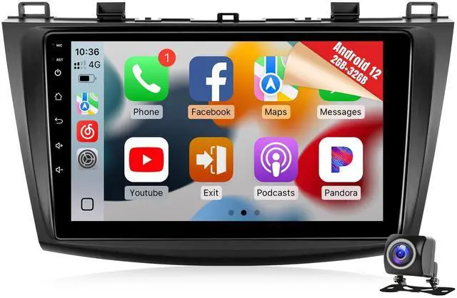 Main image of 8Core Android 12 Car Radio for Mazda 3 2009 2010 2011 2012 2013, 9 inch IPS Touch Screen for Mazda 3 Stereo with CarPlay/Android Auto/Bluetooth/GPS/WiFi/Mirrorlink/Camera