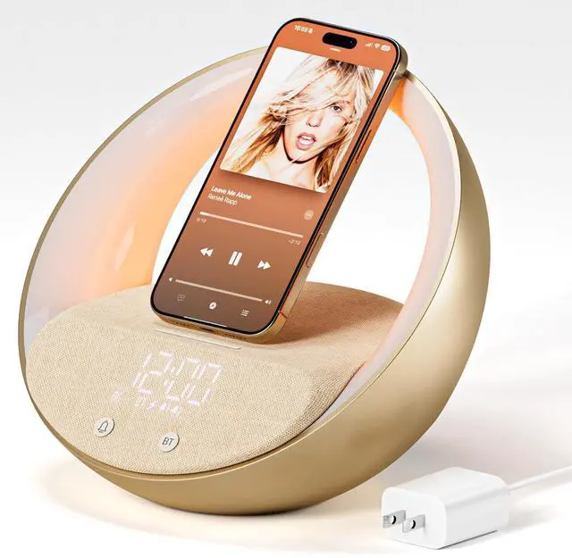 Main image of Bluetooth Speaker, 15W Fast Wireless Charging for Bedroom, Adjustable LED Night Light, 10W Portable Wireless Audio, Bluetooth 5.3 Speakers Wireless for iPhone, 2400mAh