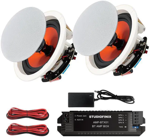 Main image of 4-Inch Bluetooth Ceiling Speaker Complete System with A 2-Channel Amplifier, 240W Max Power Output Pair - Perfect for Clear Sound in Living Room, Office, Kitchen, Basement & Covered Patio